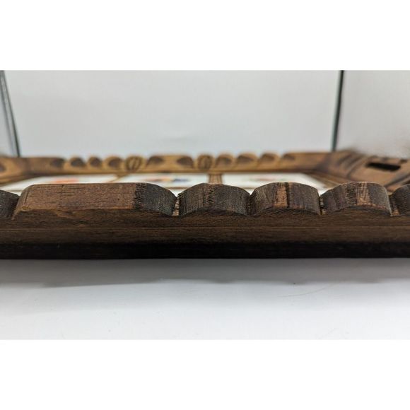 Vintage MCM Hand Carved Wood SERVING TRAY Ceramic Fruit Art Tile Trivet Mexico - Picture 5 of 10